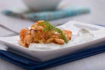 Gamberetti fritti con salsa allo yogurt