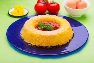 Sartù di riso allo zafferano con bocconcini di cinghiale